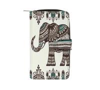 Bohemian Elephant Pattern Wallet Multifunctional Leather Wallets for Men Compact Long Wallet Credit Card Holder Passport Bag