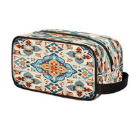 Bohemian Ethnic Flower Toiletry Bag for Travel, Cosmetic Makeup Bag Waterproof Polyester Shaving Bag for Men Women Kids, Portable Organizer for Bathroom Gym Vacation