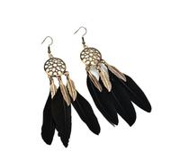 Bohemian Feather Earrings - Long Dreamcatcher Dangle For Women(Black)