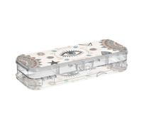 Bohemian Feather Eyes Star Beige Designed Clear Pencil Box Plastic Double Layer Penscases For Stationery With Snap And Lid