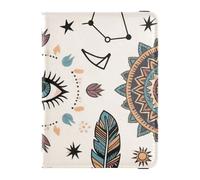 Bohemian Feather Eyes Star Beige Leather Passport Holder Cover for travel Vaccine Card Holder Cover Combo Passport Holder for women Ultra Slim, Bohemian feather eyes star beige, One Size