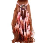 Bohemian Feather Headband Indian PeacockFeather Headpiece Feather Tassel Princess Headband Braided Beaded Hairband Indian Hippie Headdress Fascinator Festival Carnival Hair Accessories (One Size)
