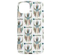 Bohemian Feathers Dreamcatcher Blue Flowers Antler Arrow Case for iPhone 15 Plus