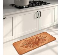 Bohemian Floral Kitchen Mats for Floor, Earthy Feathers and Arrows Design Soft Mats, Autumn Cushioned Comfort Washable Decor Rugs for Kitchen Sinks Laundryroom Bathroom 16x47 Inch