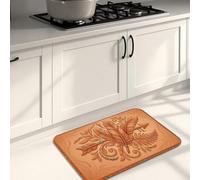 Bohemian Floral Kitchen Mats for Floor, Earthy Feathers and Arrows Design Soft Mats, Autumn Cushioned Comfort Washable Decor Rugs for Kitchen Sinks Laundryroom Bathroom 16x24 Inch