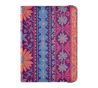 Bohemian Floral Stripe Pattern Passport Holder for Travel with Credit Card Holder Slots RFID Passport Book Holders PU Leather Travel Accessories for Women Men