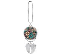 Bohemian Flower Car Hanging Ornament Rear View Mirror Pendant Cute Car Mirror Aesthetic Decor Funny Auto Pendant Auto Charms Gifts for Men Women Silver-style