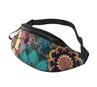 Bohemian Flower Fanny Pack for Men Women, Waterproof Sports Waist Bag Fashion Belt Bag Crossbody Bags Hip Bum Bag with Adjustable Strap Large Sling Bag Purse for Travel Hiking