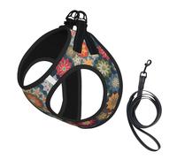 Bohemian Flower Print Pet Leash Vest,Breathable Mesh Pet Harness, Reflective For Small Medium Dogs Safe Easy Walking