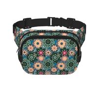 Bohemian Flower Unisex Adjustable Waist Square Double Layer Waist Pack for Outdoor Activities Travelling Running Hiking