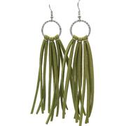 Bohemian Fringe Leather Earrings Western Leather Tassel Earrings Geometric Boho Handmade Statement Dangel Earrings, Leather, No Gemstone