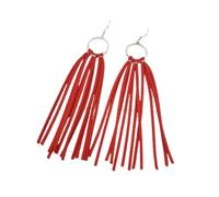 Bohemian Fringe Leather Earrings Western Leather Tassel Earrings Geometric Boho Handmade Statement Dangel Earrings, Leather, No Gemstone