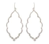Bohemian Geometric Cut-Out Drop Earrings - Simple Metallic Open Hoop Dangles Moroccan Cloud, Clover Floral Quatrefoil, Infinity Leaf, Base Metal, Rhinestone, No Gemstone