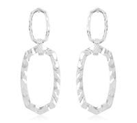 Bohemian Geometric Cut-Out Drop Earrings - Simple Metallic Open Hoop Dangles Moroccan Cloud, Clover Floral Quatrefoil, Infinity Leaf, White Gold, No Gemstone