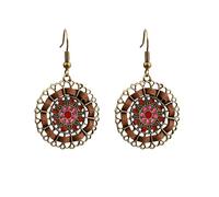 Bohemian Geometric Drop Earrings,Vintage Style Bronze Statement Jewelry for Her, M, Metal, No Gemstone