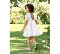 Bohemian girl's dress with lace sleeves white