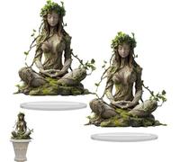 Bohemian Goddess Statue - Acrylic Desktop Ornament with Plant Insert, Nature Spirit Art Desk Decor & Shelf Organizer, Boho Chic Gift for Plant Lovers Office/Home (2pcs)