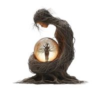 Bohemian Goddess Statue, Green Goddess Statue Nature Gaia Goddess Statues Acrylic Plaque Desktop Decoration for Home Office (Green, E)