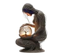 Bohemian Goddess Statue, Green Goddess Statue Nature Gaia Goddess Statues Acrylic Plaque Desktop Decoration for Home Office (Green, F)