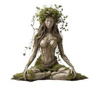 Bohemian Goddess Statue, Green Goddess Statue Nature Gaia Goddess Statues Acrylic Plaque Desktop Decoration for Home Office (Green, C)