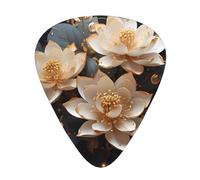 Bohemian Golden Lotus Guitar picks in thin, medium, and thick sizes, 12-piece set, suitable for electric guitar and various instruments