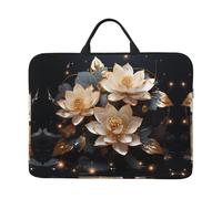 Bohemian Golden Lotus Print Laptop Case Sleeve Bag 14in,with Handle Portable Case Cover, Compatible 14in Computer/Tablet
