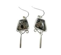 Bohemian Green Gemstone Drop Earrings, Vintage Minimalist Curved Alloy Dangle Earrings for Women-Brown