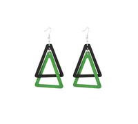 Bohemian Handmade Geometric Circle Triangle Wooden Earrings Vintage Colorful Contrast Statement Earrings Lightweight Unique Jewelry, Wood, Zircon