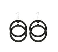 Bohemian Handmade Geometric Circle Triangle Wooden Earrings Vintage Colorful Contrast Statement Earrings Lightweight Unique Jewelry, Wood, Zircon