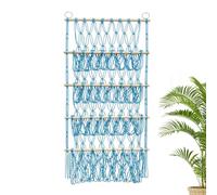 Bohemian Hanging Net Rack - Layer Bohemian Macrame Organizer, Hanging Plush Storage Hammock, Durable Wall Mount Toy Holder | Nursery Kids Room Boho Plush Storage Solution for Small Animals