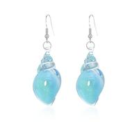 Bohemian Hawaii Seashell Earrings Resin Seashell Drop Dangle Earrings for Women (Blue)