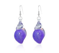 Bohemian Hawaii Seashell Earrings Resin Seashell Drop Dangle Earrings for Women (Purple)