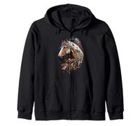 Bohemian Horse Portrait Horseback Native Equestrian Themed Zip Hoodie