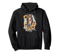 Bohemian Horse Sunflower Hippie CowGirl Horseback Riding Pullover Hoodie