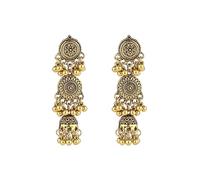 Bohemian Jhumka Jhumki Bollywood Dangle Earrings Boho Layered Beaded Ball Bell Drop Tassel Dangle Vintage Earring Gypsy Ethnic Indian Traditional Wedding Party Jewelry for Women Gift, Copper, No