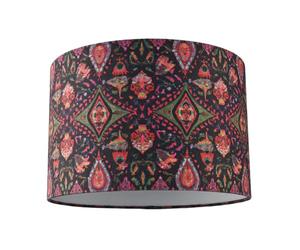 Bohemian Kaleidoscope Design Cotton Fabric Lamp Shade with Vivid Green and Red Colouring | 30cm x 20cm | White Cotton Fabric Inner by Happy Homewares