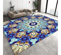 Bohemian Kaleidoscope Short Pile Area Rug 50x80 cm Abstraction Geometry Machine Washable Flannel Rug Slip Breathable Carpet for Bathroom Bedroom Kitchen Hallway Q-434