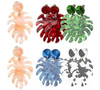 Bohemian Leaf Drop Earrings Acetic Acid Sheet 5 Pairs for Women | Lightweight Pierced-ear Wear, Retro Artistic Style, Workplace and Dating, Gift Choice Color