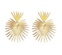 Bohemian Leaf Flower Earrings Gold Plated Geometric Statement Chic Palm Leaves Big Fashion Design Boho Drop Dangle Earring Delicate Lightweight Metal Trendy Jewelry