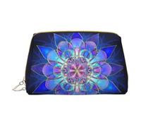 Bohemian Lotus Flower Leather Handheld Zipper Makeup Bag Organizer Wallet Large Capacity Travel Makeup Bag Toiletries