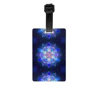 Bohemian Lotus Flower Print Luggage Tags with Full Back Privacy Cover - Bright Suitcase Identifier for Travel, Cruise & More
