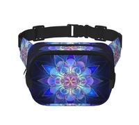Bohemian Lotus Flower Square Double Layer Waist Bag Belt Fanny Pack Purse with Adjustable Strap, Running, Travel, Hiking