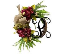 Bohemian Macrame Garland Unique Last Name Year Round Front Door Wreath With Bow Welcome Sign Wreath Idea 26 Letter Farmhouse Wreath For Front Door Spring Seasons Outdoor Hanger (P, One Size)