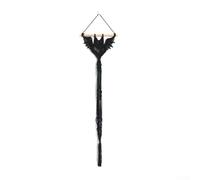 Bohemian Macrame Wall Hanging with Bat Design Tapestry for Living Room and Home Decor Suitable for Indoor Outdoor Use (This is the figure black long)