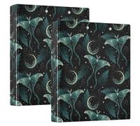 Bohemian Magic Green Moon Moth Herbs 3 D-Ring Binder A4 2 Pack with 200 Sheet for Kids School Supplies Women Men Office