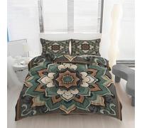 Bohemian Mandala Flower Duvet Cover Set Single, Vintage Floral Pattern Reversible Bedding Set, Super Soft Microfiber Zipper Closure Bed Set With 1 Quilt Cover 140x200 & 1 Pillowcases 50x75 T2Eg182