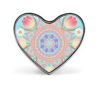 Bohemian Mandala Flower Heart Pin, 1 Inch Metal Love Lapel Pins - Lightweight, Smooth Edges, Versatile Badge Brooch for Jackets, Shirts, Bags, Gifts for Friends, Family