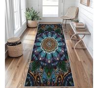 Bohemian Mandala Runner Rug 60 x 180 cm Long Washable, Boho Peacock Feather Carpet Runners for Hallway Non Slip, Kitchen Entryway Hall Bedroom Decor, Soft Low Pile mY&j74