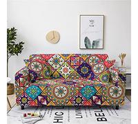 Bohemian Mandala Sofa Cover - Stretch Polyester 1-4 Seat Geometric Patchwork Antifouling Modern Living Room Hotel Fashion Decorative Cover (Colour4, 235-300 cm)