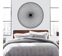 Bohemian Metal Wall Art Sri Yantra,Sacred Geometry Wall Decor, Mandala Hanging, Torus Decor, Zen Meditation Sign, Spiritual Artwork for Living Room, Inspirational Gift (Black, 35"x35" | 90x90cm)